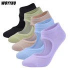 Женские нескользящие носки WOYYHO для йоги, быстросохнущие дышащие хлопковые носки с открытой спиной для пилатеса, спортивные носки для балета, танцев, спортзала, фитнеса