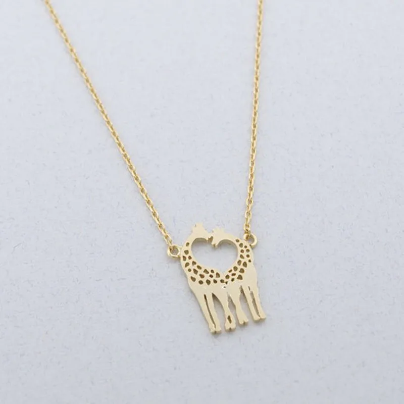 Модное ожерелье с двумя жирафами в виде сердца | Украшения и аксессуары