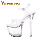 Сандалии Voesnees женские на платформе, Модель T, сценические сексуальные туфли на высоком каблуке, высокие прозрачные водонепроницаемые, 15 см, большие размеры