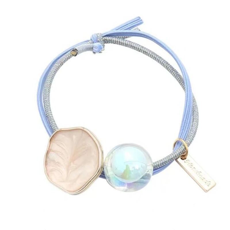 

New rubber band hair ring transparent jelly beads hair accessories adult head rope female night sky