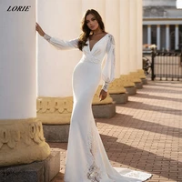 lorie sexy bodycon mermaid wedding dresses long sleeves v neck backless boho bridal gowns 2022 custom color vestidos de novia