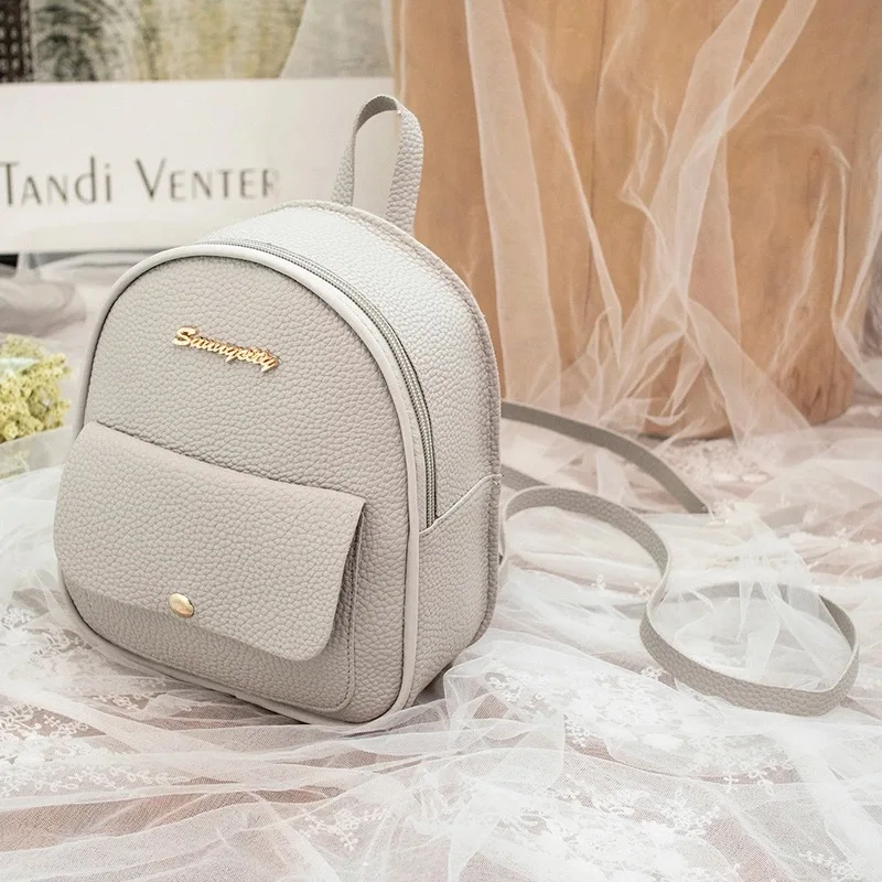 

Fashion Multicolor PU Women's Backpack Fresh and Simple Letter Logo Backpack Multi-functional One-shoulder Diagonal Small Bag
