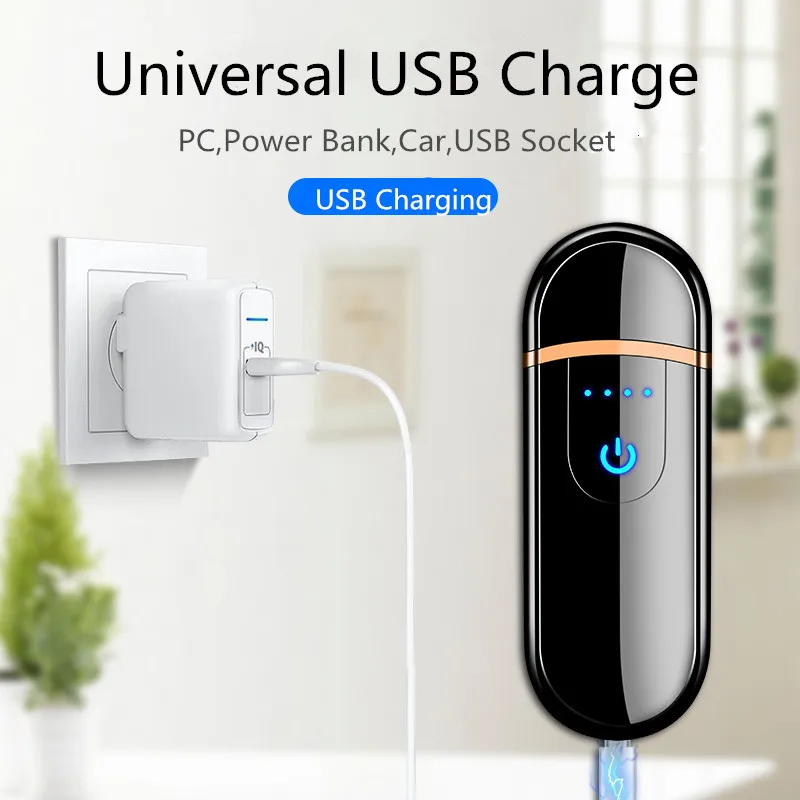 Тонкая зажигалка с usb-зарядкой для электронных сигарет сенсорным экраном
