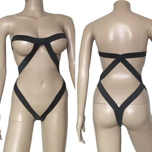 Сексуальное женское нейлоновое бондажное белье бондаж Тедди сплошной бикини Боди Эротическое белье