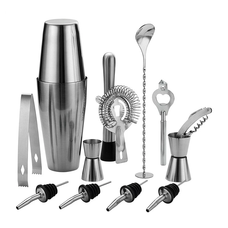 

12 pcs Barware Set Bartender Stainless Steel Cocktail Shaker Set Mixology bottle kit tools accessories