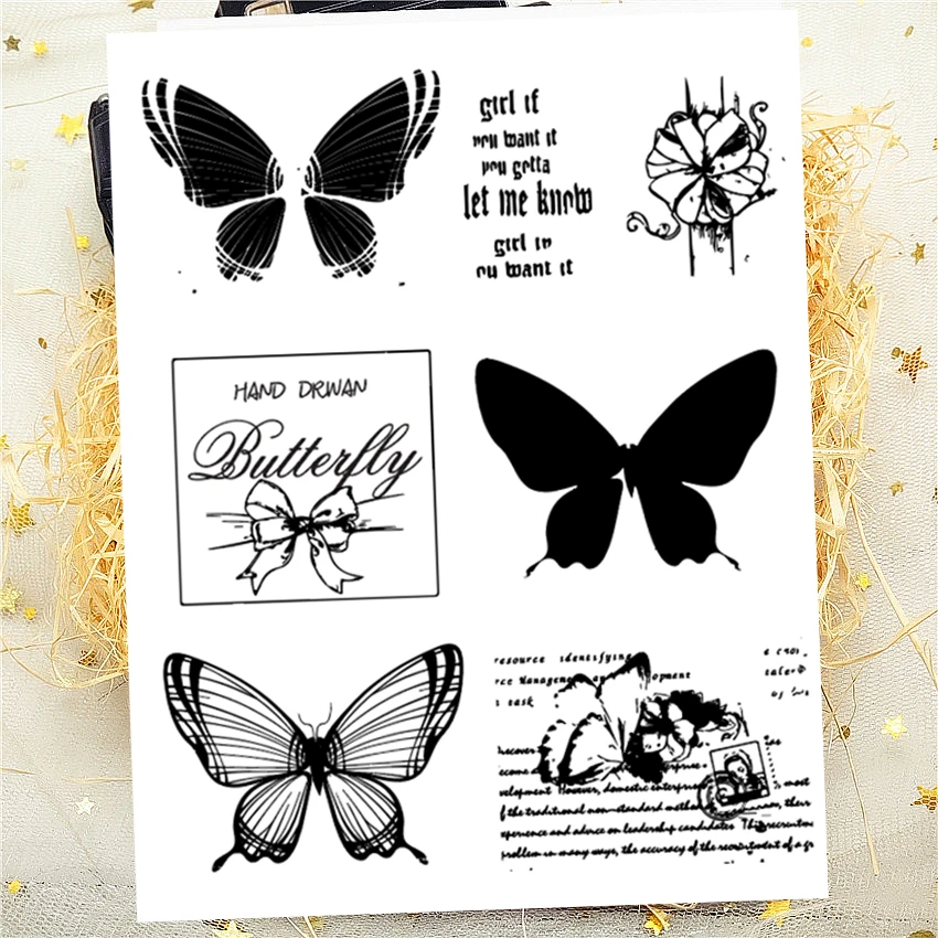 14x18 см бант Бабочка Тени прозрачный печать прозрачные наклейки силиконовый валик