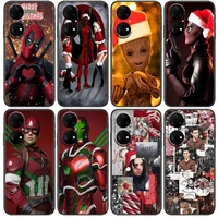 christmas marvel phone case for huawei p50 p40 p30 p20 10 9 8 lite e pro plus black etui coque painting hoesjes comic fas