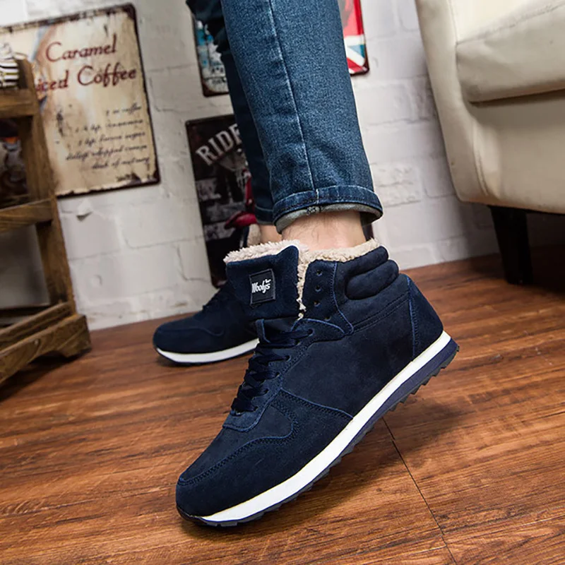 Мужские ботинки модные зимние кроссовки теплые для снега мужская обувь размера