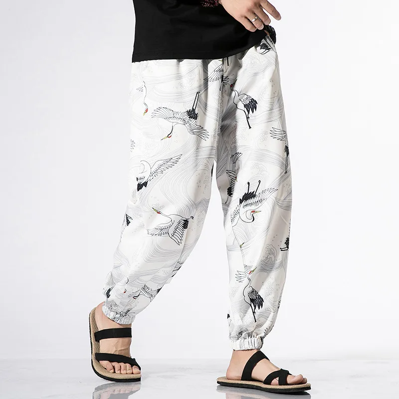

Sweat Pants Men Spring Fashion Drawstring Sports Street Sports Hip Hop Harem Pants Loose Printing Couple Nine Points Casual Pant