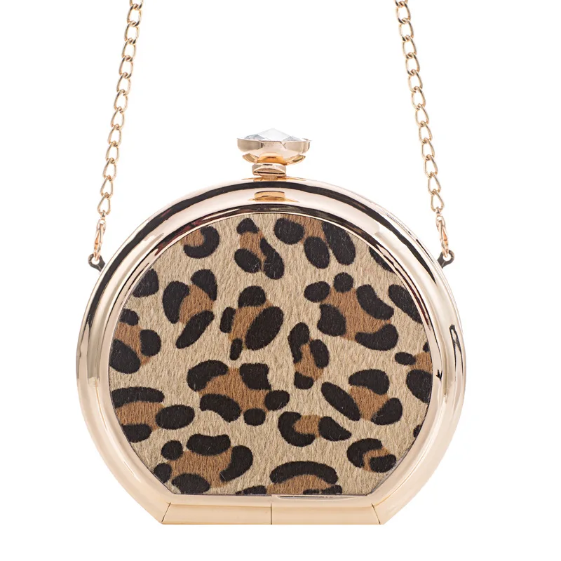 

Girl's Gold Leopard Women Acrylic Gift Box Clutch Bags Evening Bag Purses and Handbags Ladies Fashion Chain Shoulder Bag Wallet