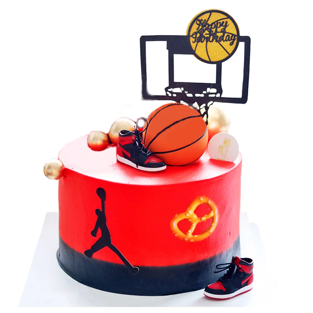 Basketball Cake Topper For Kids Birthday Cake Decoration Cake Decorating Tools 5Pcs/Set Love Gift Party Supply Mini Hoop Shoe