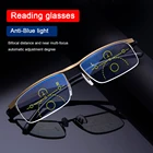 Модные прогрессивные очки для чтения для мужчин и женщин, с защитой от сисветильник, Мультифокальные бифокальные фотоочки, с диоптриями + 1,00  + 4,00