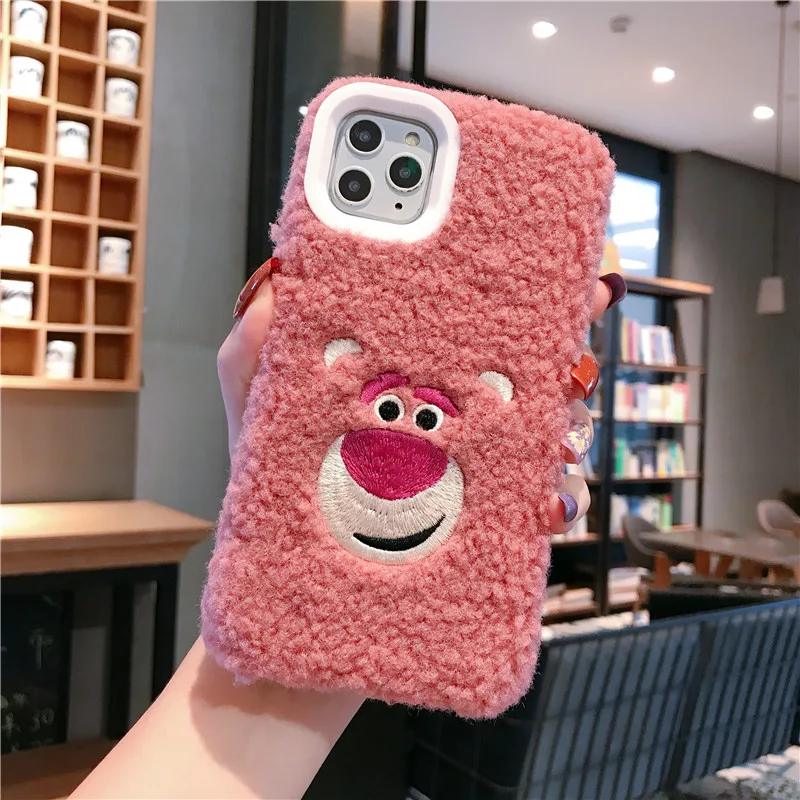 For iPhone 11 pro max toy story Warm Case Cartoon Furry Dumbo Fur winter Cover iphone XS Max XR X 7 7p 8 plus |
