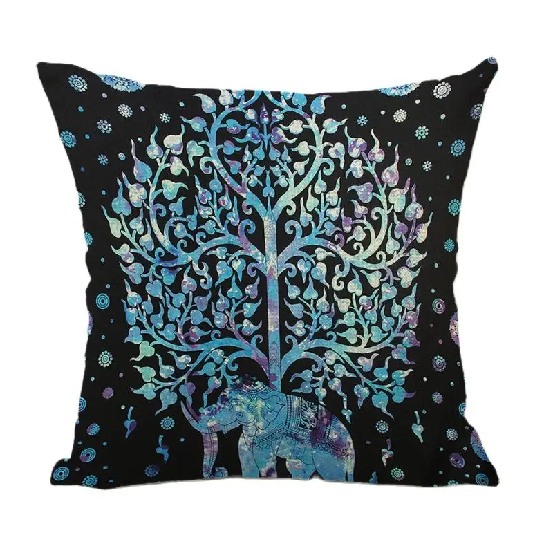 Геометрический Слон Мандала статуя розы Toss чакра наволочки живописный закат