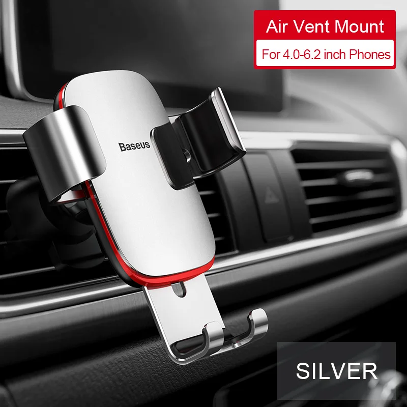 Air Vent SILVER Автомобильный держатель для телефона Baseus Gravity для автомобиля, CD слот, держатель для телефона на вентиляционное отверстие, подставка для iPhone X, samsung, металлический держатель для мобильного телефона - Цвет: Air Vent SILVER