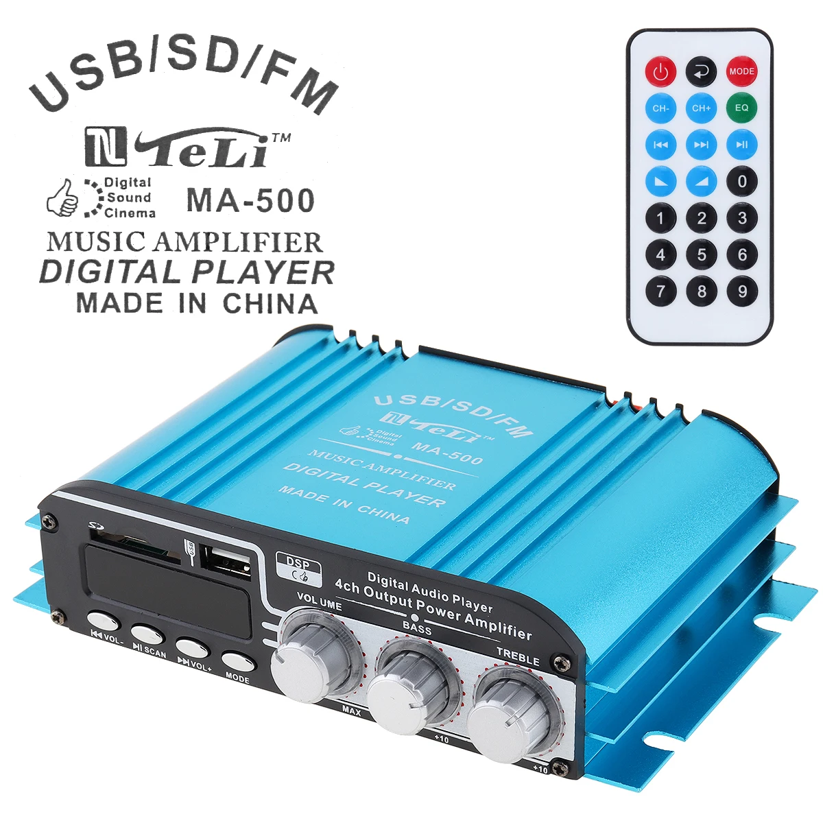 4CH автомобильный аудио усилитель мощности стерео FM радио плеер Поддержка SD USB DVD MP3 с пультом дистанционного управления для автомобиля мотоцикла домашний аудио