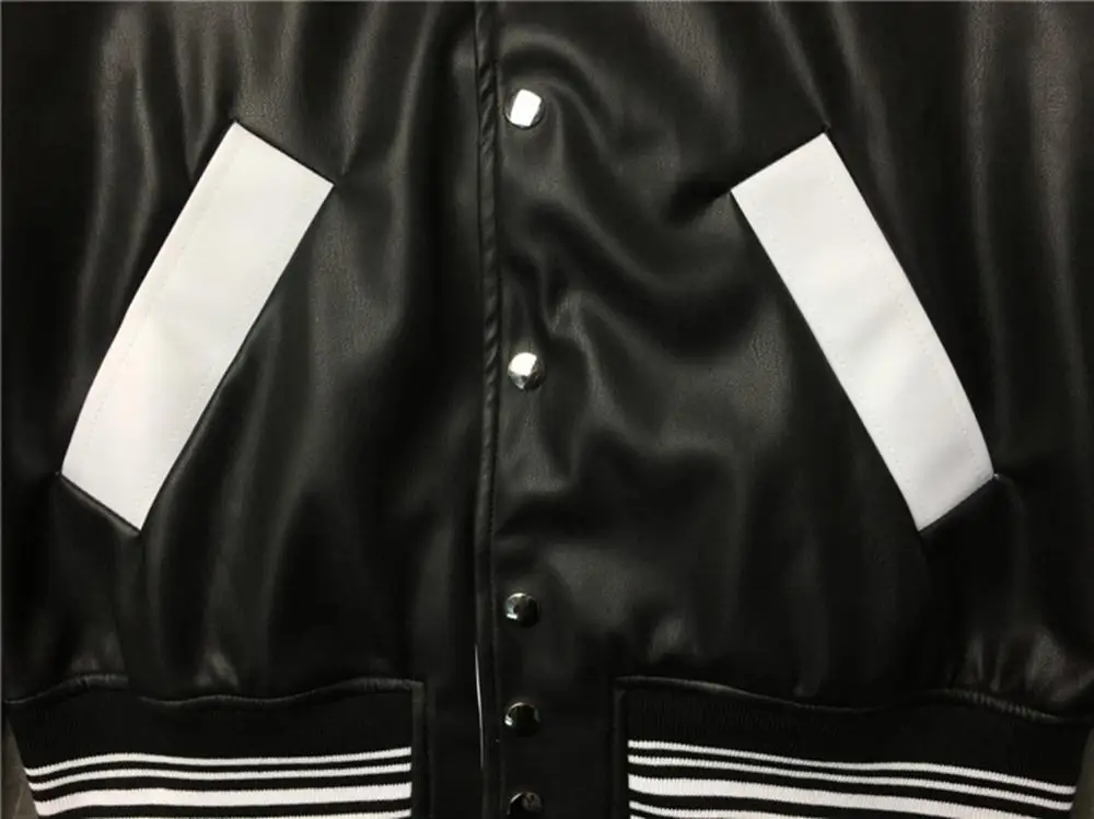 Куртка мужская из искусственной кожи Бомбер бейсбольная байкерская куртка