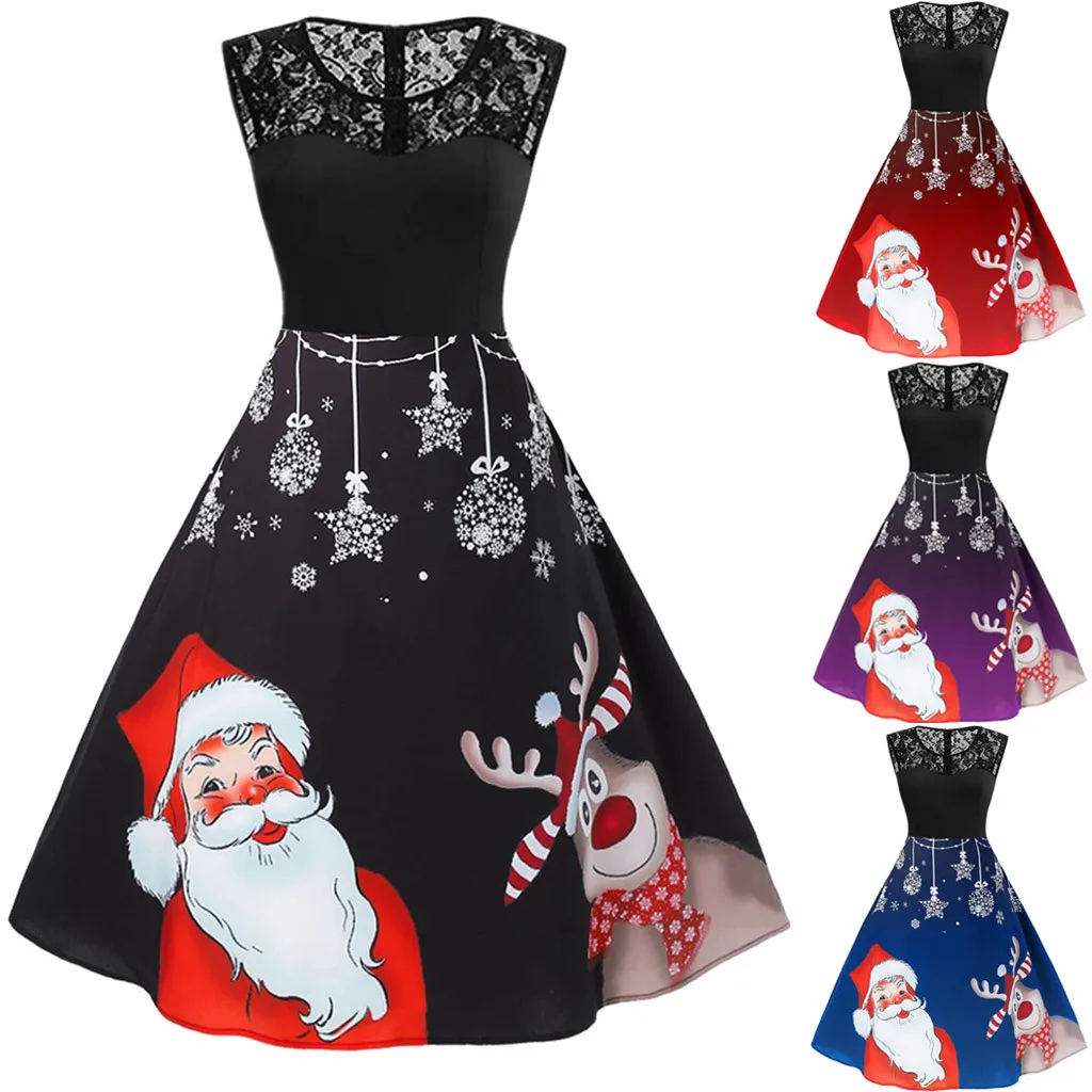 Осенне зимнее рождественское платье Новогоднее праздничное женское винтажное