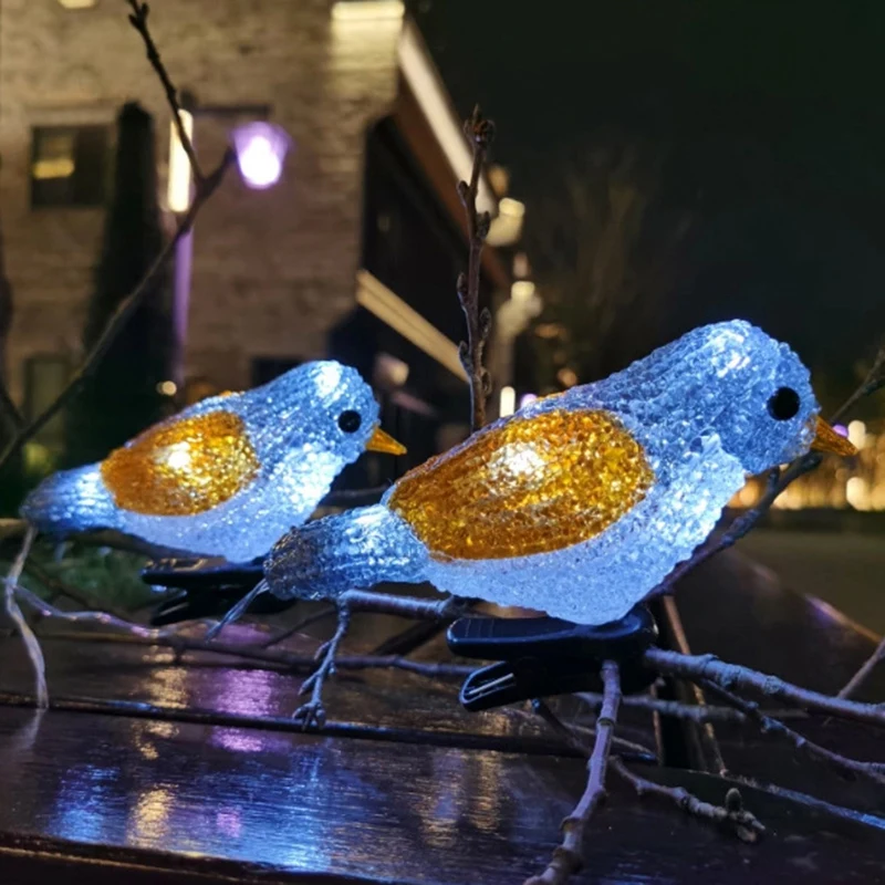5 LED Clip on Acrylic Robins Lights Garden Outdoor Birds Decor Xmas | Лампы и освещение