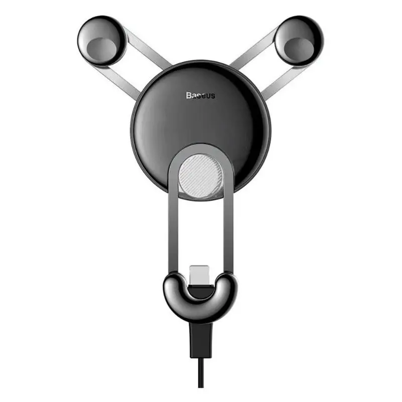 8pin Sliver BASEUS держатель для мобильного телефона Gravity 360 Вращающийся вентиляционный Автомобильный держатель для телефона Подставка с зарядным кабелем для телефонов 4,0-6,5 Дюймов - Цвет: 8pin Sliver