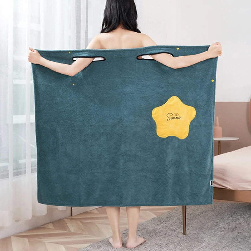 

Cartoon Soft Coral Fleece Bath Towel Solid Color Women Can Wear and Wrap Water Absorbent Bathroom Skirt Children Adult Home