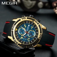 megir fashion new business multifunctional chronograph quartz watches silicone strap sixpin waterproof watch male personality