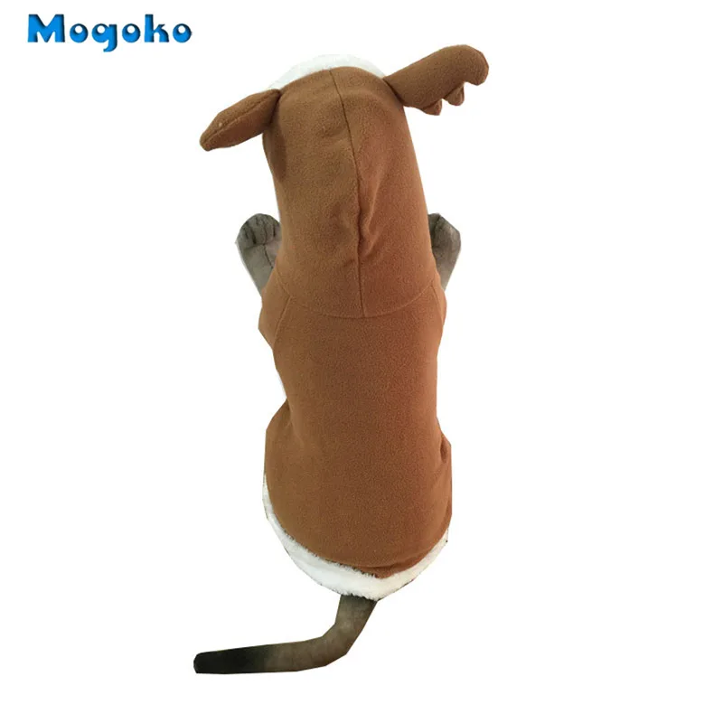 Mogoko, 1 шт., рождественские костюмы оленей для собак и кошек, забавное праздничное платье для косплея, флисовое пальто с капюшоном для щенков, одежда на осень и зиму