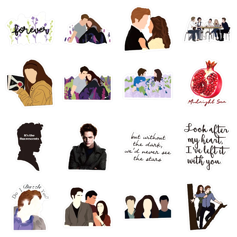 Pegatinas de pel&iacute;cula cl&aacute;sica The twilight saga, calcoman&iacute;a para mueble de pared, escritorio, silla, coche de juguete, TV, motocicleta, 10/30/50 unids/paquete-2