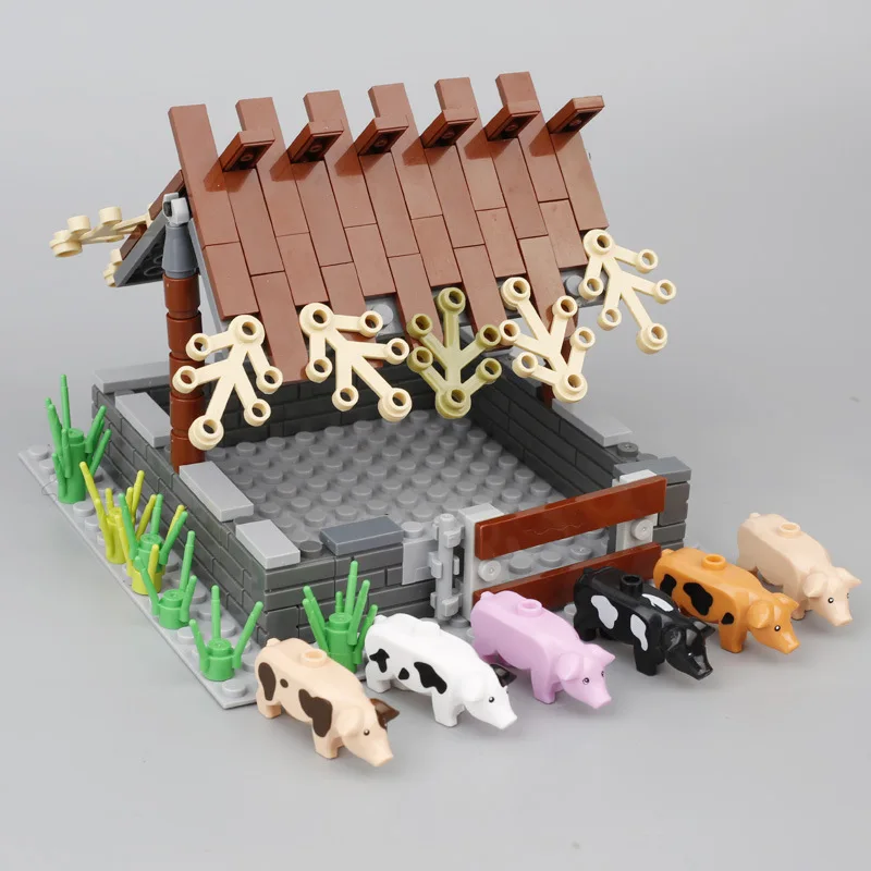 

Animal Farm City Bricks Plants Fruit Tree Farm Animals Building Blocks Bricks Montessori Kids Toys for Children Gift MOC Parts W