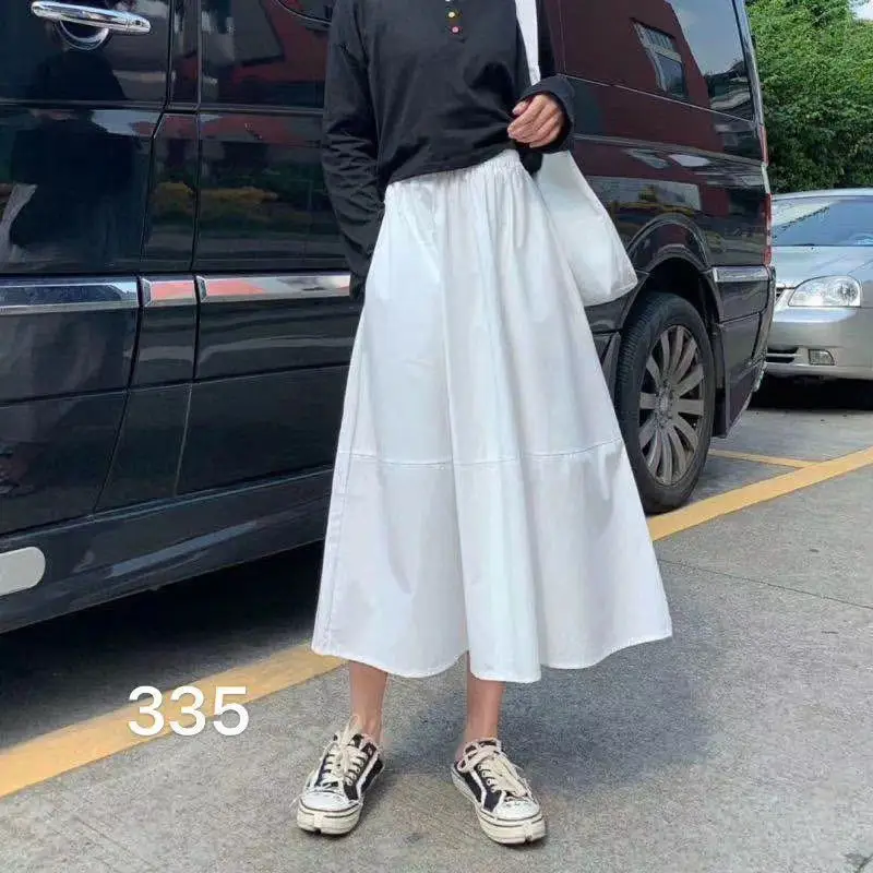 2020 женская летняя Высокая талия зонт со словами хлопок длинная юбка Harajuku размера