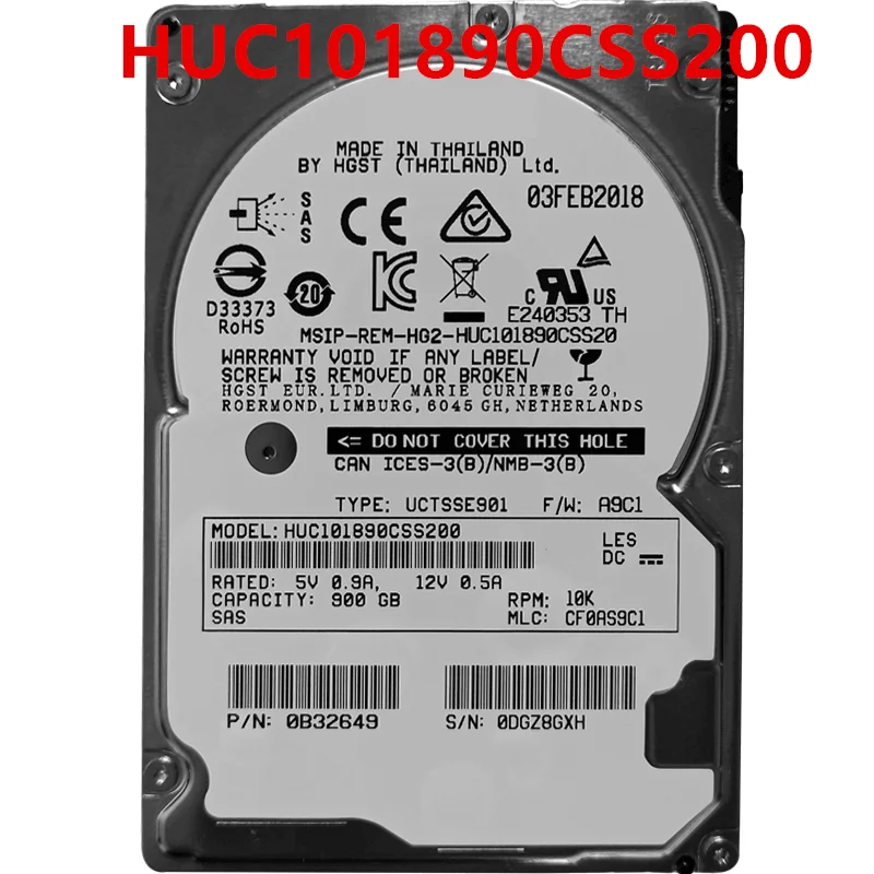 

Original New HDD For Hgst 900GB 2.5" SAS 12 Gb/s 128MB 10000RPM For Internal HDD For Server HDD For HUC101890CSS200