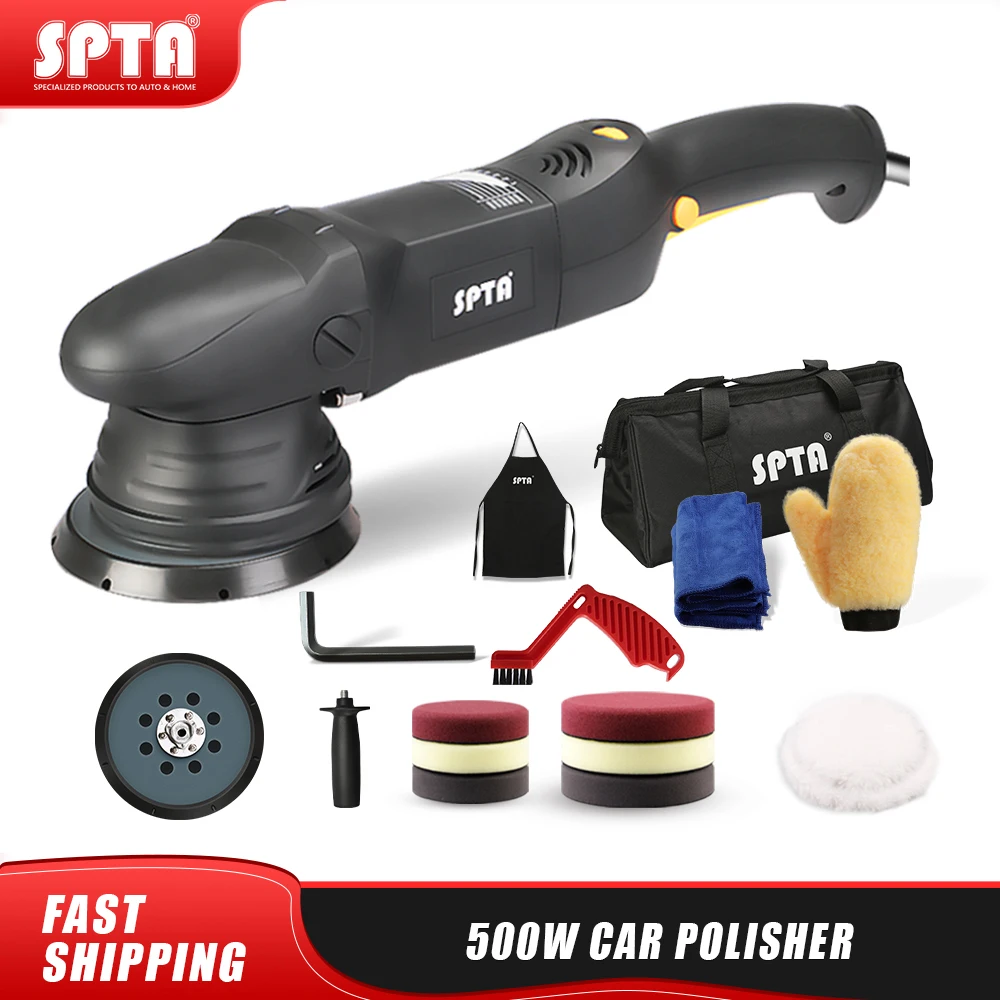 

SPTA 5inch & 6inch 500W Car Polisher 15mm Dual Action Polisher DA Polisher Home DIY Polisher Machine with Sponge Polishing Pads