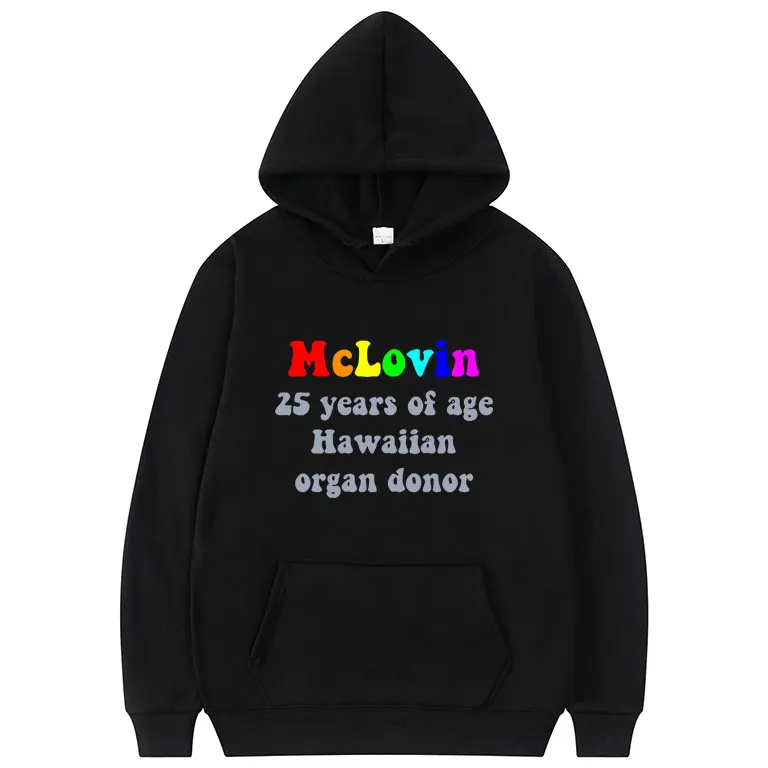 

Толстовка Mclovin с капюшоном, модная толстовка с надписью и логотипом, Мужская черная одежда, женский свободный пуловер, уличная одежда для па...