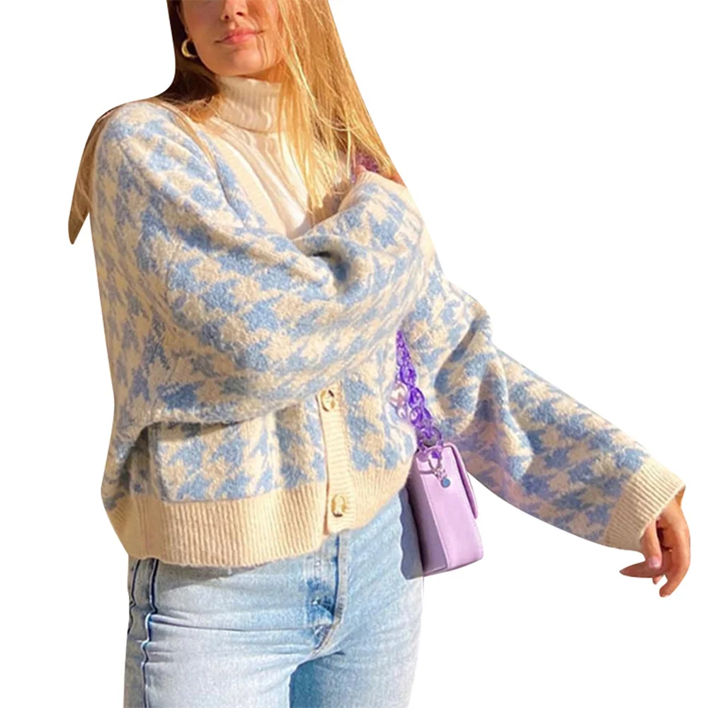 Женский кардиган Новое поступление 2021 трикотажный свитер с принтом гусиная