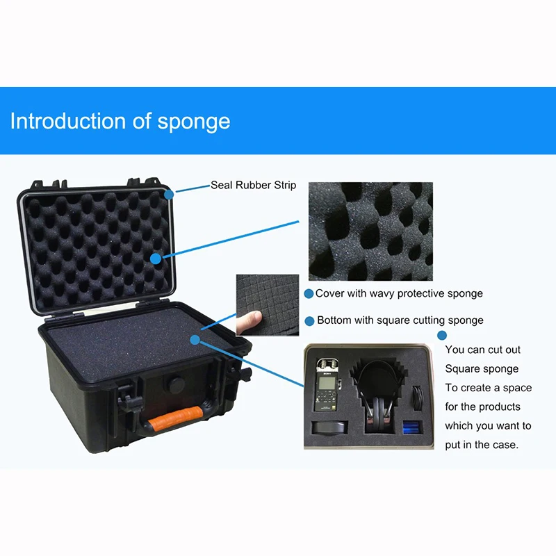 263x206x106mm abs tool case toolbox impact resistant sealed waterproof safety case equipment camera case with pre cut foam free global shipping