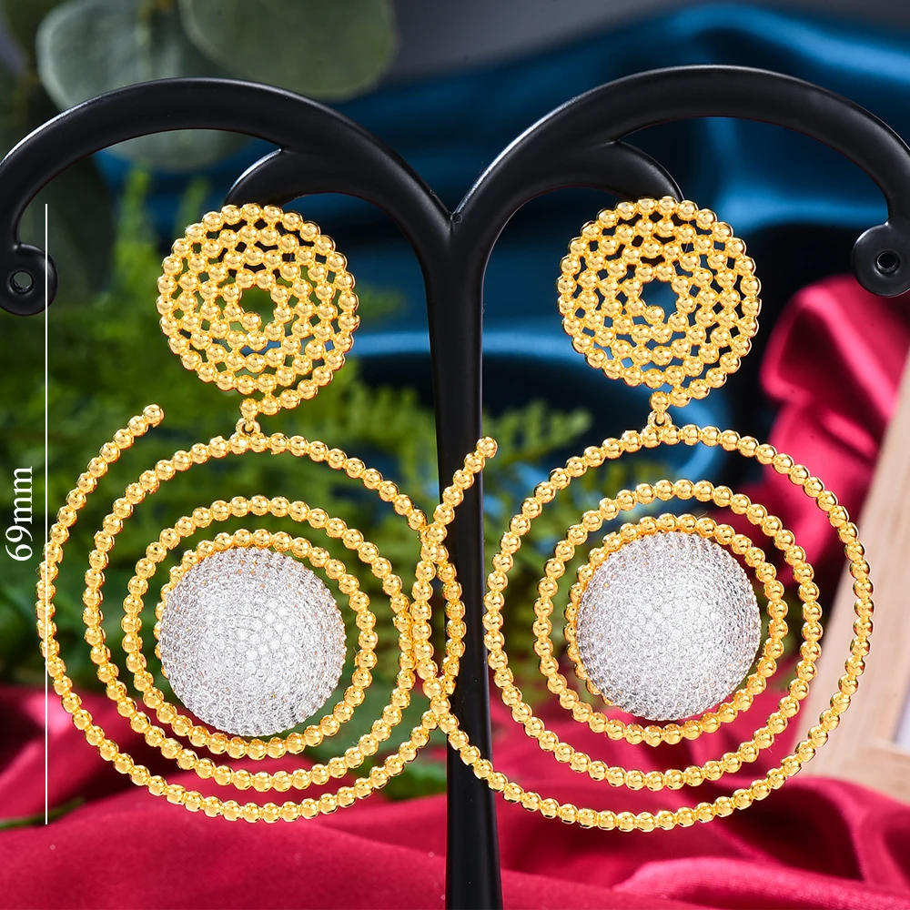 

GODKI MAXIAfrican Round Earrings For Women Wedding Party Cubic Zircon Dubai Bridal Earring boucle d'oreille 2021