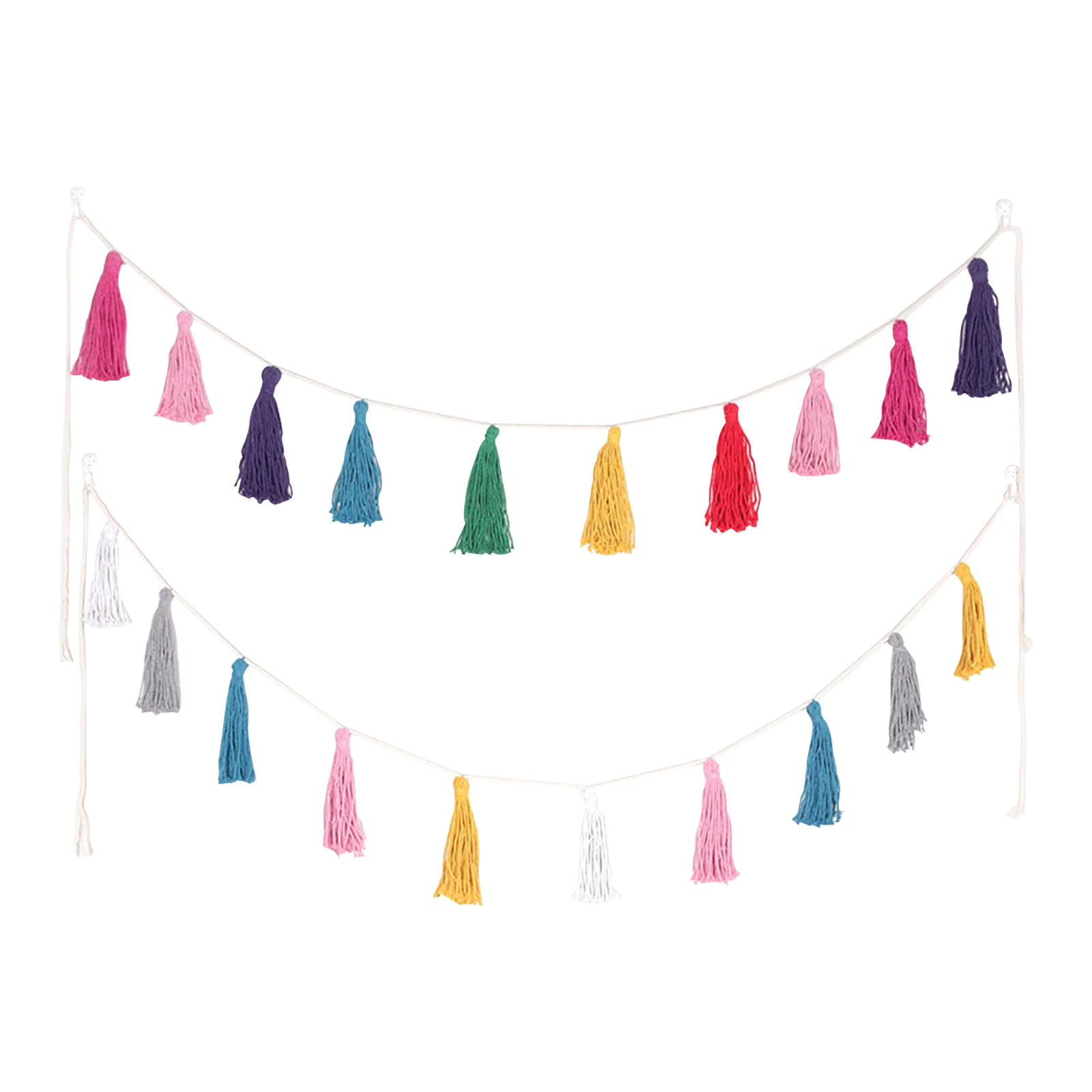 

2pcs Tassel Garland Pastel Banner Colorful Wall Hanging Baby Shower Rope Easy Install Dorm Room Home Decor Party Backdrop