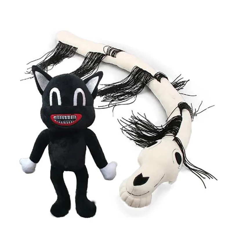 

Новое поступление 2021, плюшевая игрушка с головой сирены, черный мультяшный Кот, набивная кукла, фигурки персонажей из страха, мягкие игрушки...