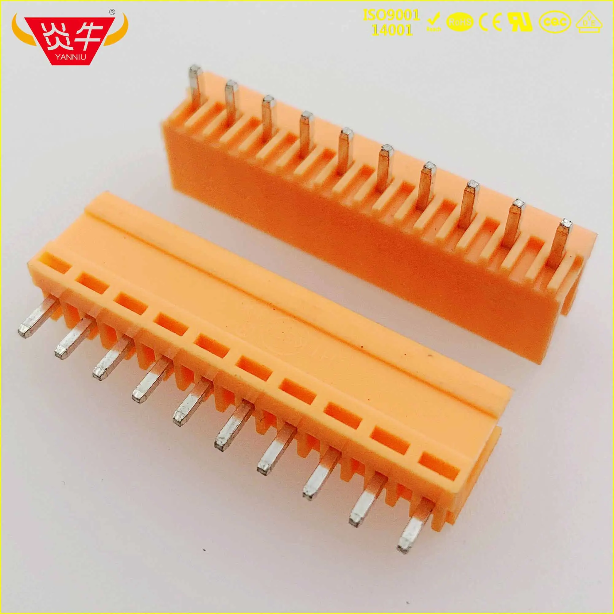 HT396V 3,96 2P~ 12P разъем печатной платы штепсельный Блок 15EDGVC 3,96 мм 2PIN~ 12PIN оранжевый проводной терминал Феникс контакт KEFA - Цвет: HT396V-3.96-10P