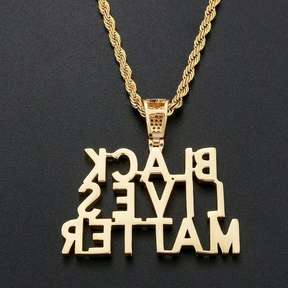Bling льдом кулон с цирконом Английский алфавит Медь Цепочки и ожерелья в стиле хип