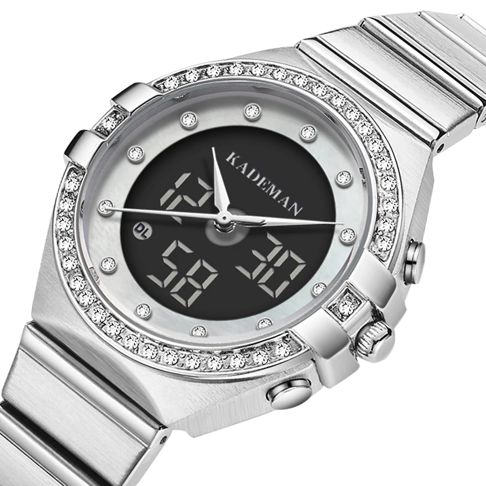 

KADEMAN Fashion Women LED Digital Watches Waterproof Ladies Student Multifunctional Wristwatch Quartz White Watch Girl Clock