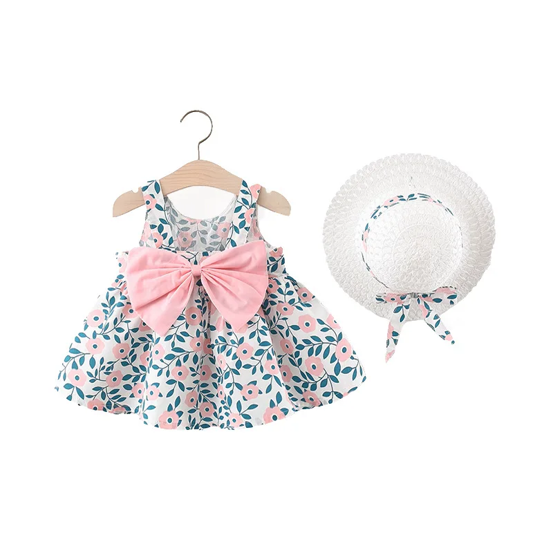 

Summer Dress Lovely Infant Girl Sleeveless Floral Dress Newborn Bowknot Princess Dresses Korean Style Toddler Flowers Vestidos