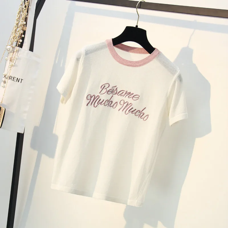 Летняя Корейская Милая футболка с буквенным принтом Femme Hipster Harajuku Женская одежда