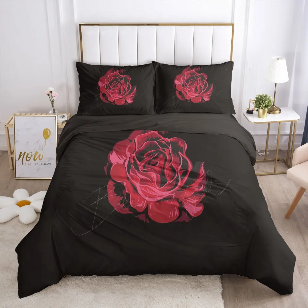 

3D Design Duvet Cover Sets Bedding Sets Quilt Covers Pillow Cases King Queen Full Double Size Flowers Roses Custom Bedding Sets