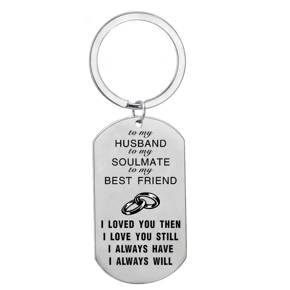 

36PC Stainless Steel Keychains To My Husband Soulmate Best Friend Keyrings Dog Tag Pendant Love Boyfriend Husband Wife Gifts Hot