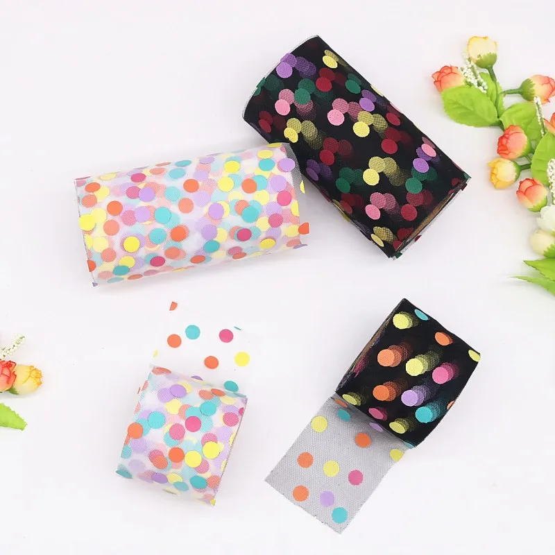 Разноцветная лента в горошек INet 10 ярдов материал для украшения ручной работы