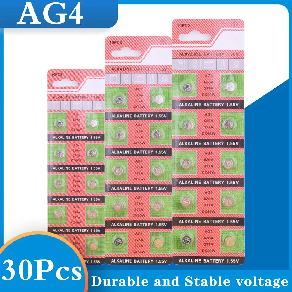 30 шт./3 упаковки кнопочные батарейки AG4 LR626 377A SR626 LR66 177 для монет щелочные 1 55 в CX66W