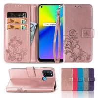 floral magnetic flip wallet cover for oppo a15 a72 a73 5g realme 7i 7 pro 6i 6 5 c11 c12 c15 c17 reno 5 4 kickstand wrist strap