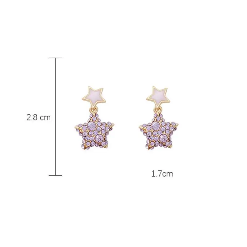

Purple Crystal Heart Earring 1Pair Zircon Lovely Shiny High Quality Hot Sale Gifts Beautiful Party N
