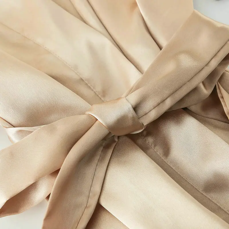 Шелковый Атласный халат для невесты халаты подружек однотонный сна Женский